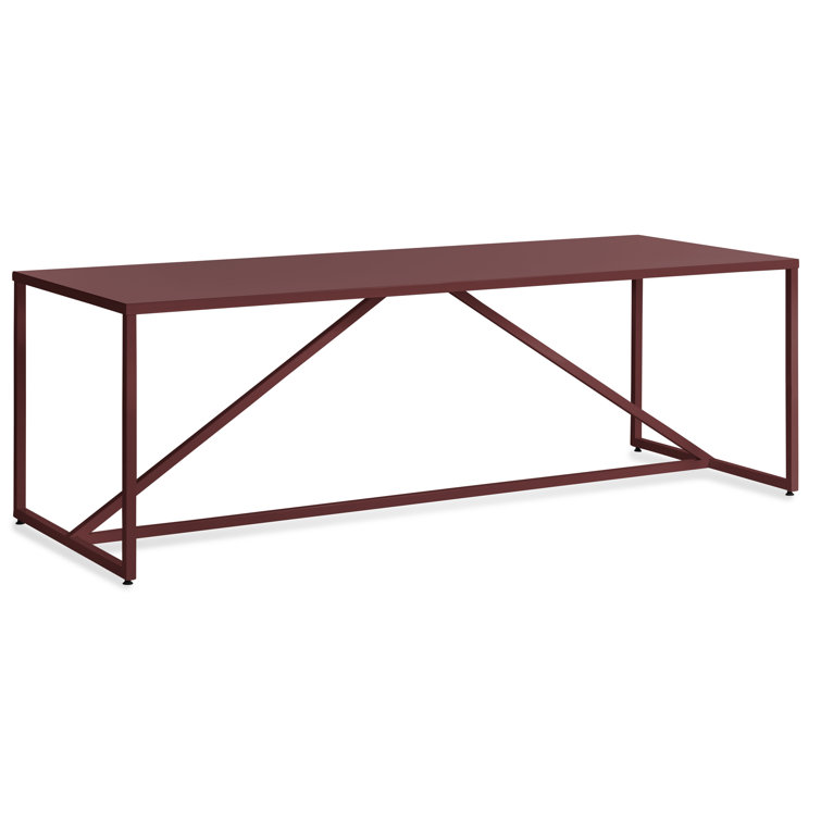 Oxblood Wood and Metal Dining Table, 90" Length