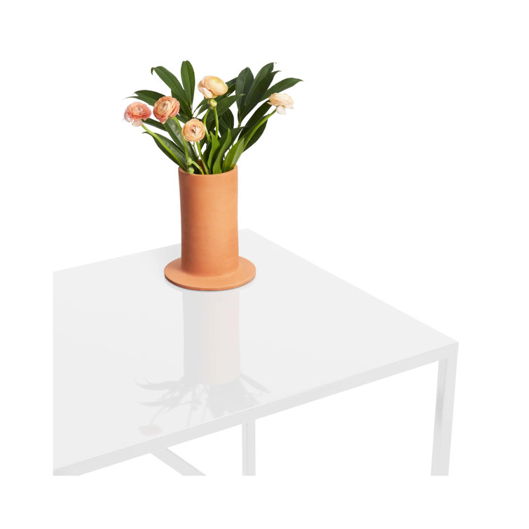 White Bar Height Table with Powder-Coated Steel Frame