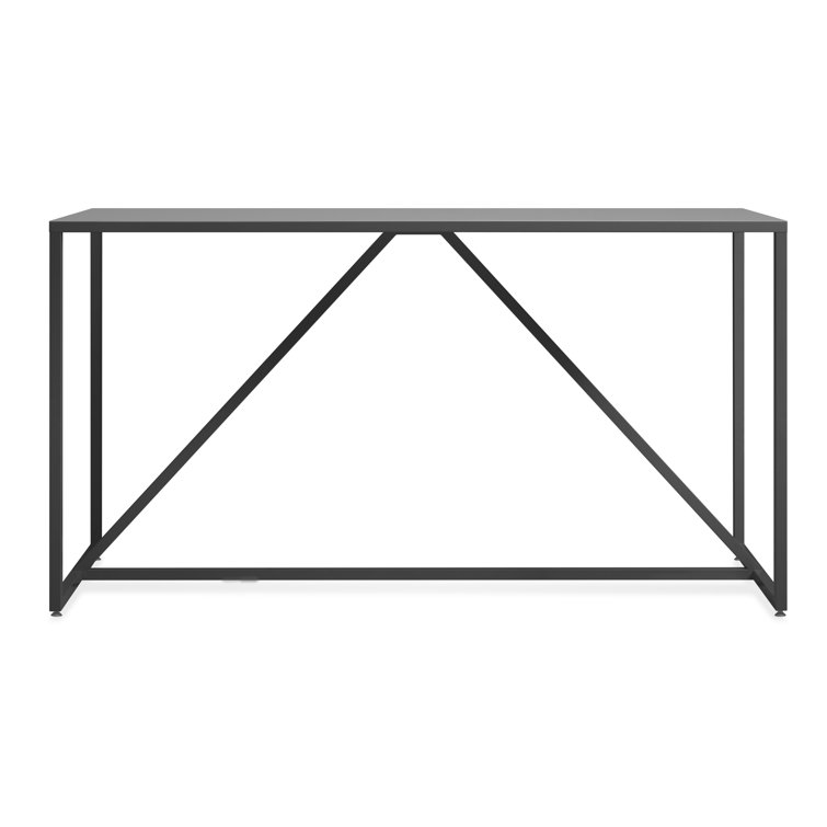 Strut 75” Bar Height Table with Slate Metal Frame