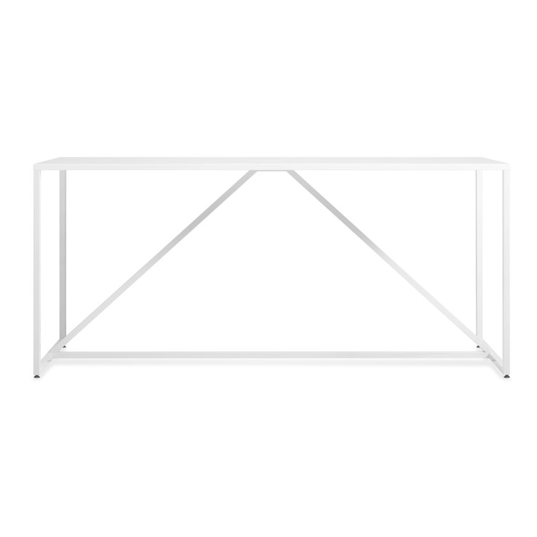 White Bar Height Table with Powder-Coated Steel Frame