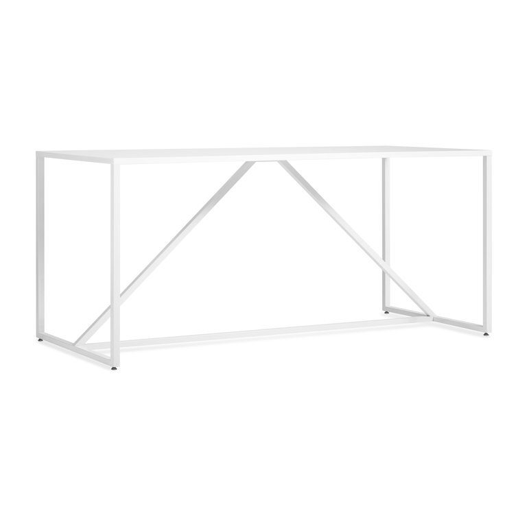 White Bar Height Table with Powder-Coated Steel Frame