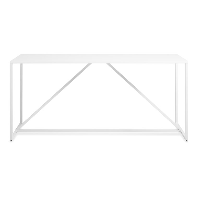 White Bar Height Table with Powder-Coated Steel Frame