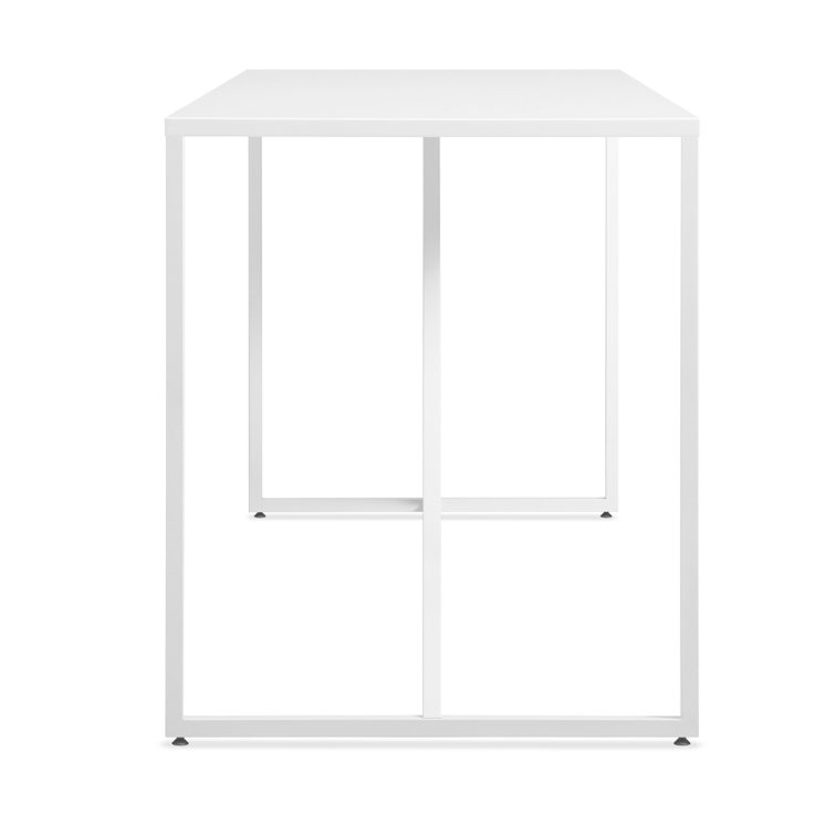 White Bar Height Table with Powder-Coated Steel Frame