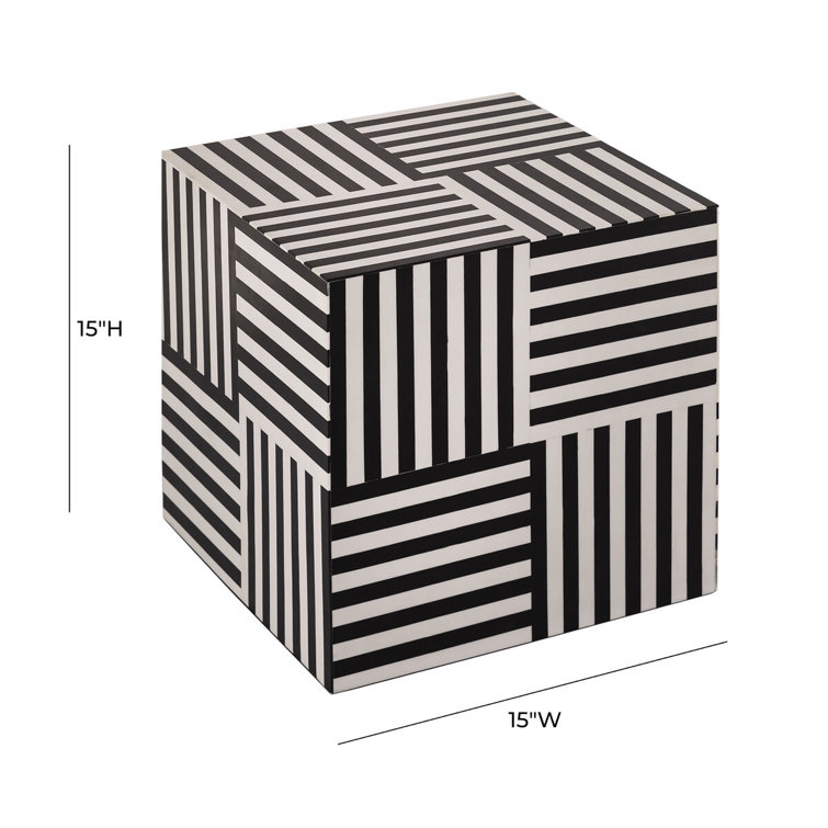 Black and White Geometric MDF Square End Table