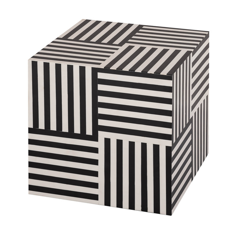 Black and White Geometric MDF Square End Table