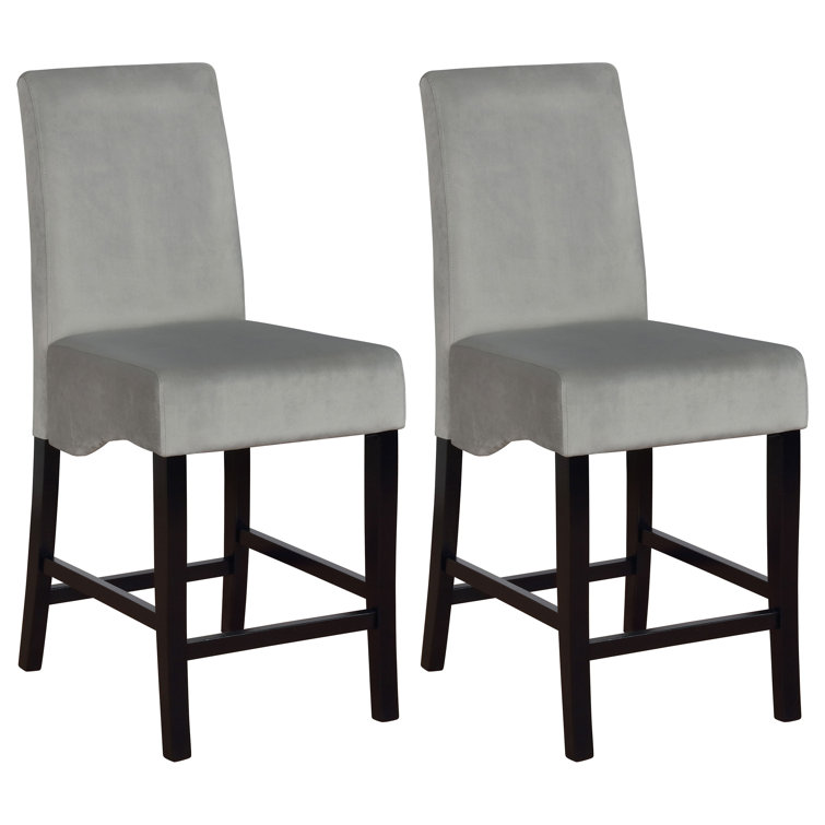Flared Back Upholstered Counter Height Chairs in Gray and Black