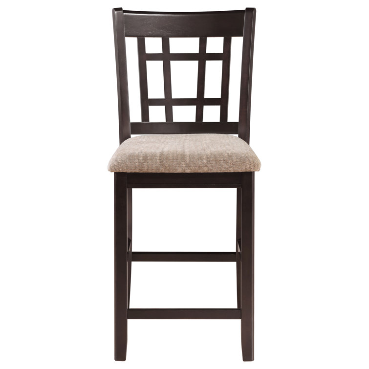 Espresso and Beige Lattice Back Counter Stools, Set of 2