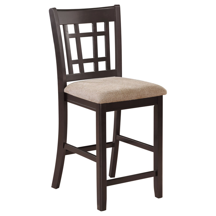 Espresso and Beige Lattice Back Counter Stools, Set of 2