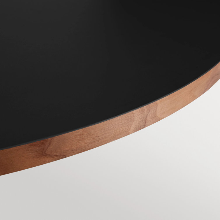 30'' Black and Walnut Round Wood Dining Table