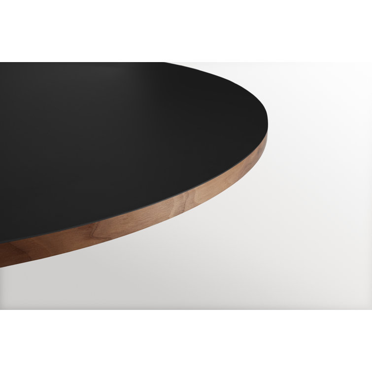 30'' Black and Walnut Round Wood Dining Table