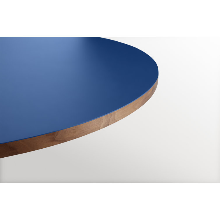 30'' Black and Walnut Round Wood Dining Table