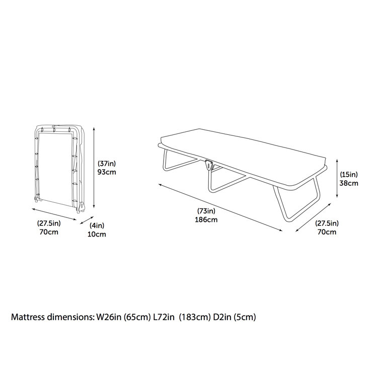 Jay-Be Single Black Steel Folding Bed with White Mattress