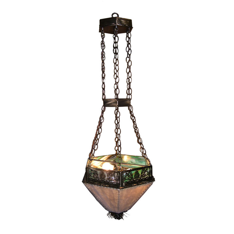 Antique Copper Pinecone 20'' Glass Bowl Pendant with Chain
