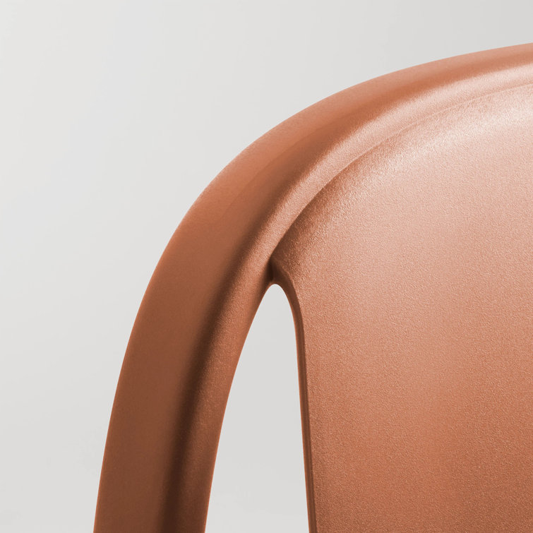 Tomato Red Metal and Wood Stackable Chair