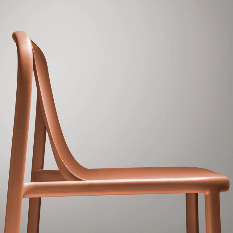 Tomato Red Metal and Wood Stackable Chair