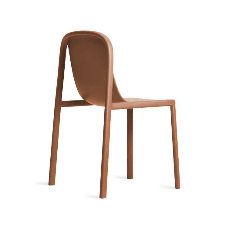 Tomato Red Metal and Wood Stackable Chair
