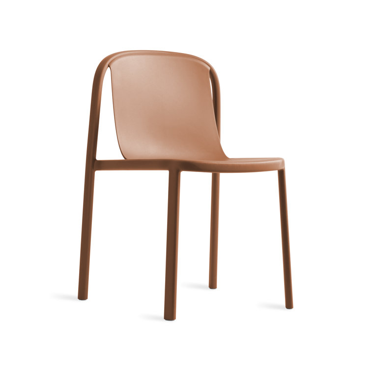 Tomato Red Metal and Wood Stackable Chair