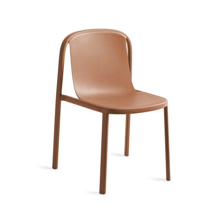 Tomato Red Metal and Wood Stackable Chair