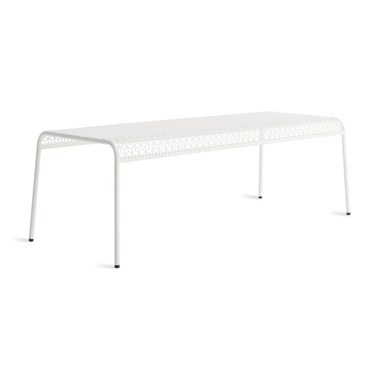 Off-White Perforated Steel Indoor/Outdoor Bench