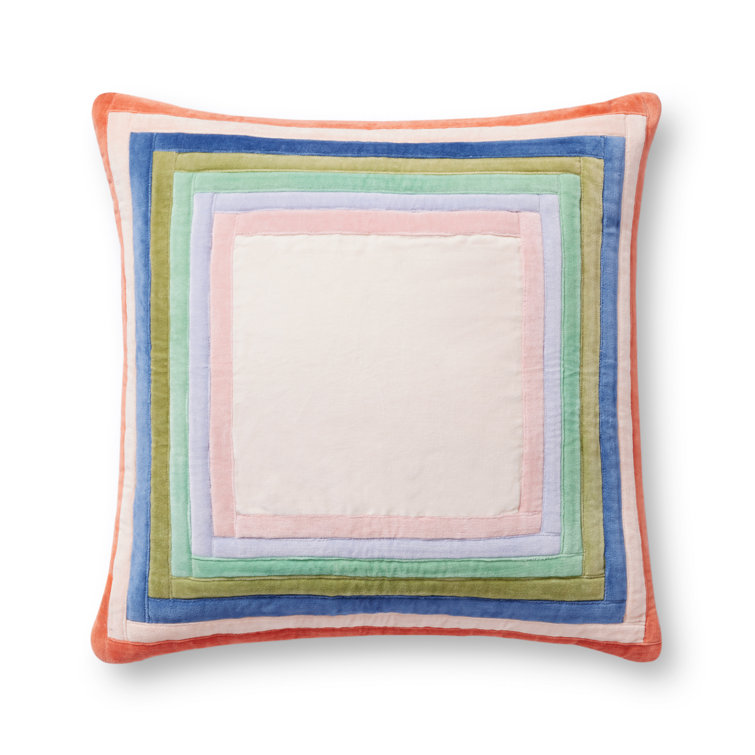 Retro Multicolor Cotton Blend Square Throw Pillow