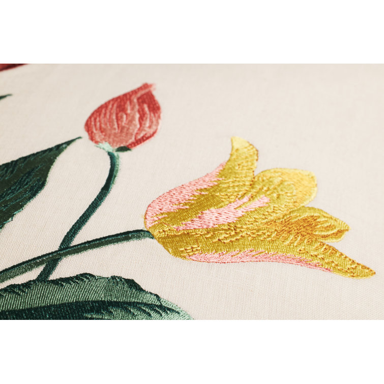 Rifle Paper Co. Tulips Embroidered Cotton Linen Square Pillow