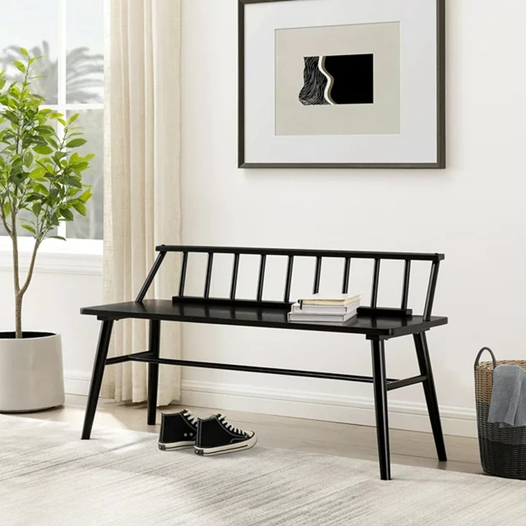 Black Pine Wood 47" Low Spindle-Back Bench