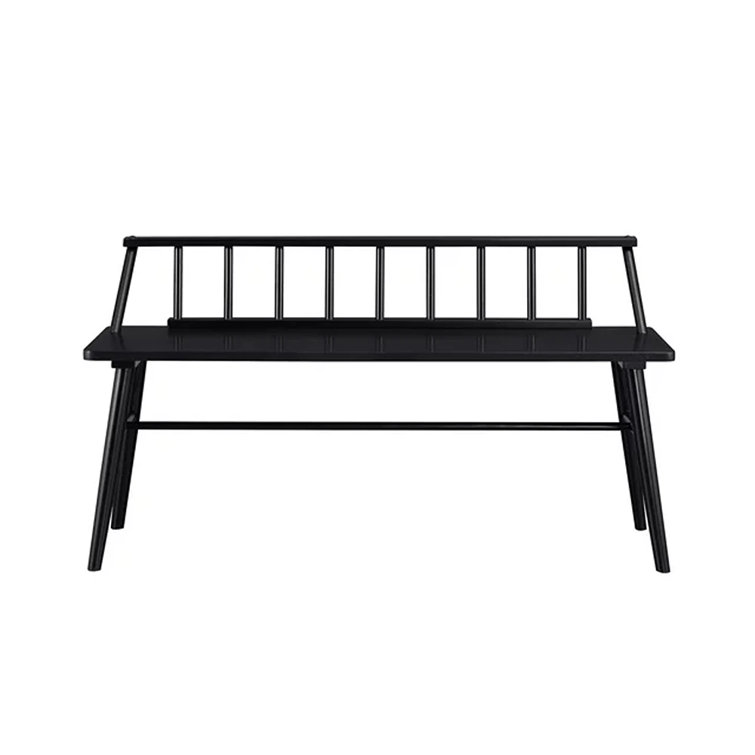 Black Pine Wood 47" Low Spindle-Back Bench