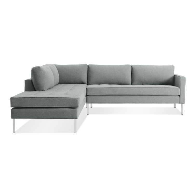 Sanford Ceramic Gray Fabric Right Sectional Sofa with Stainless Steel Legs