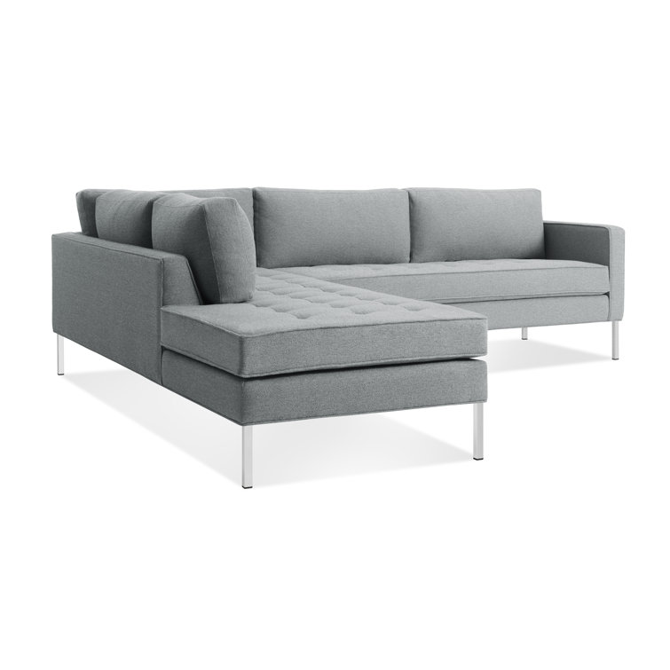 Sanford Ceramic Gray Fabric Right Sectional Sofa with Stainless Steel Legs