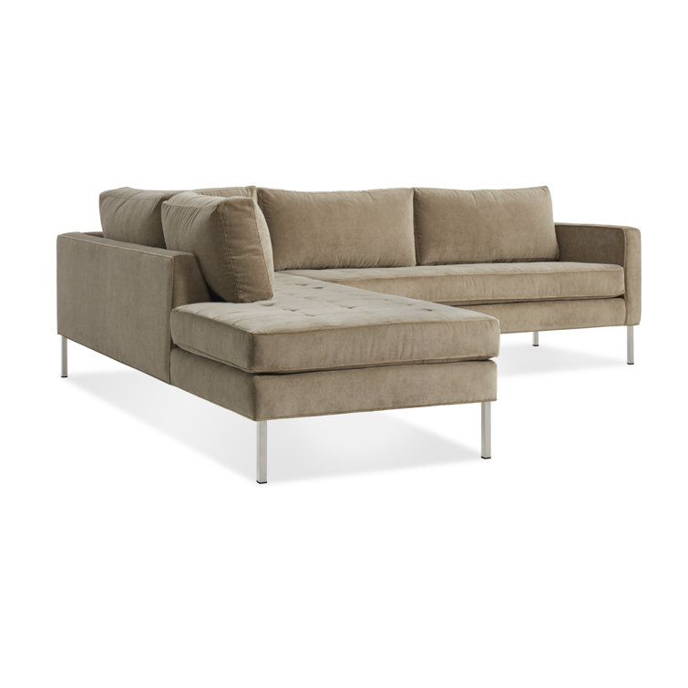 Sanford Ceramic Gray Fabric Right Sectional Sofa with Stainless Steel Legs