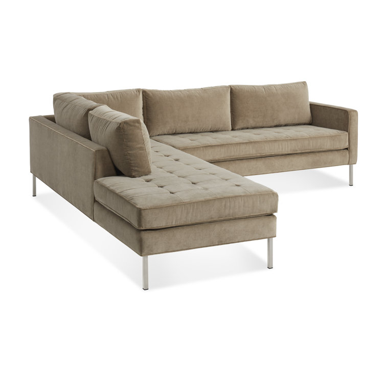 Sanford Ceramic Gray Fabric Right Sectional Sofa with Stainless Steel Legs