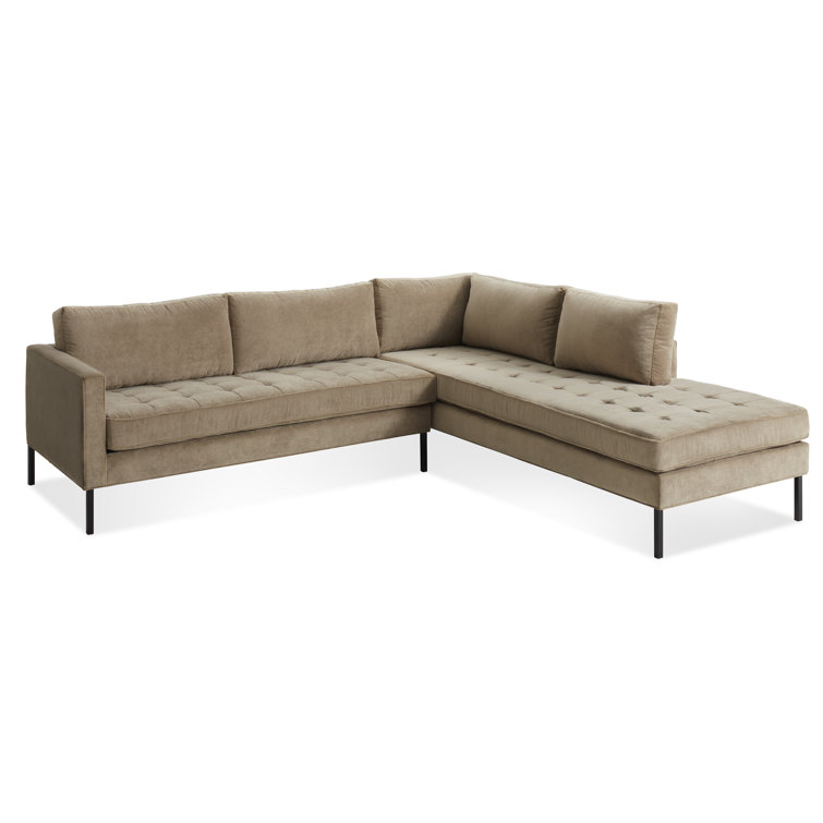 Sanford Ceramic Gray Fabric Right Sectional Sofa with Stainless Steel Legs