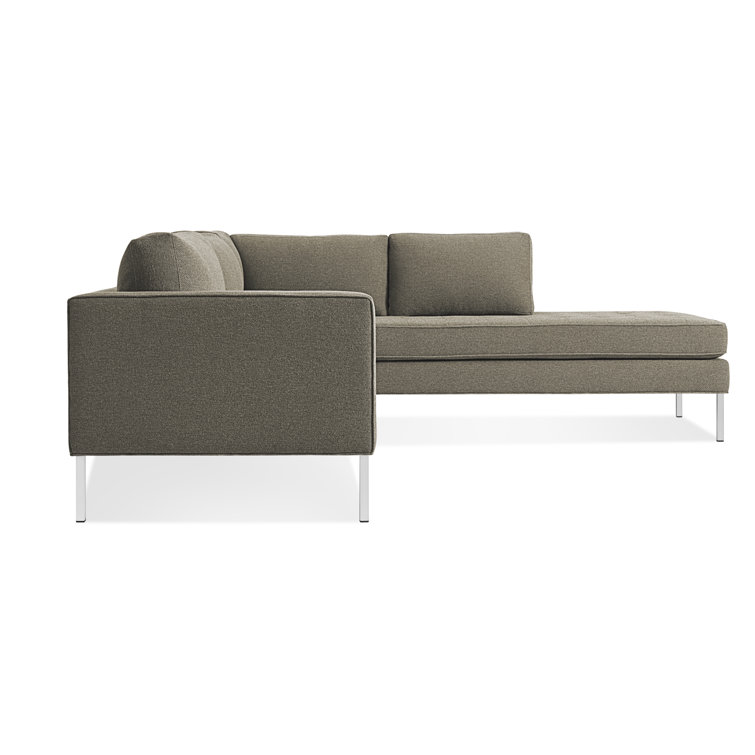 Sanford Ceramic Gray Fabric Right Sectional Sofa with Stainless Steel Legs