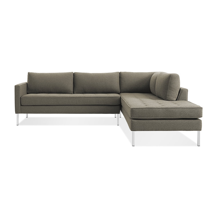 Sanford Ceramic Gray Fabric Right Sectional Sofa with Stainless Steel Legs