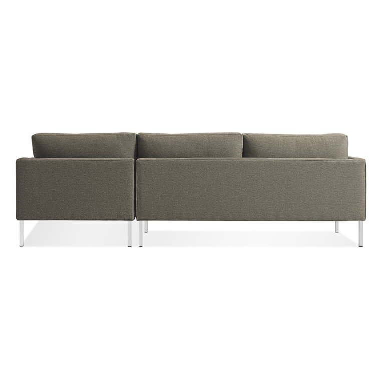 Sanford Ceramic Gray Fabric Right Sectional Sofa with Stainless Steel Legs