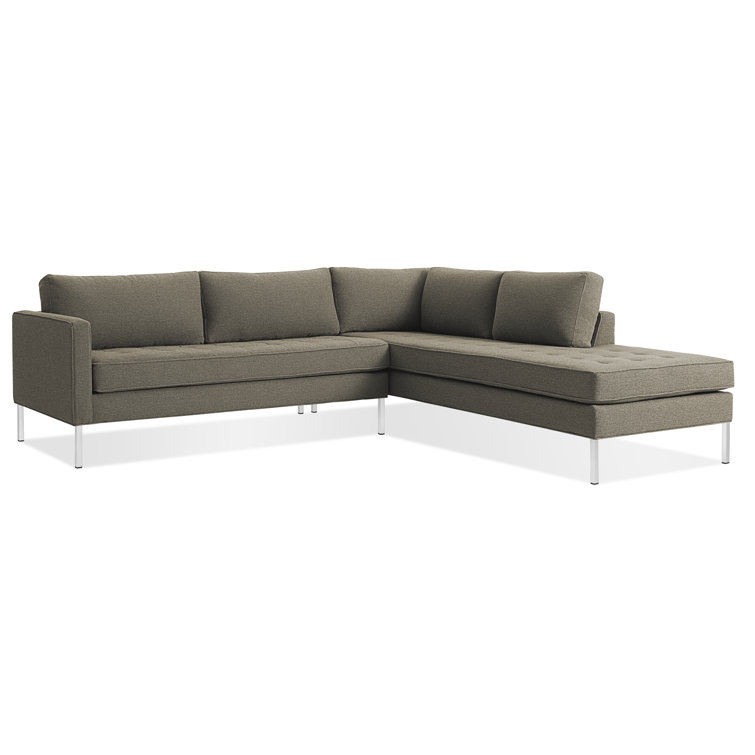 Sanford Ceramic Gray Fabric Right Sectional Sofa with Stainless Steel Legs