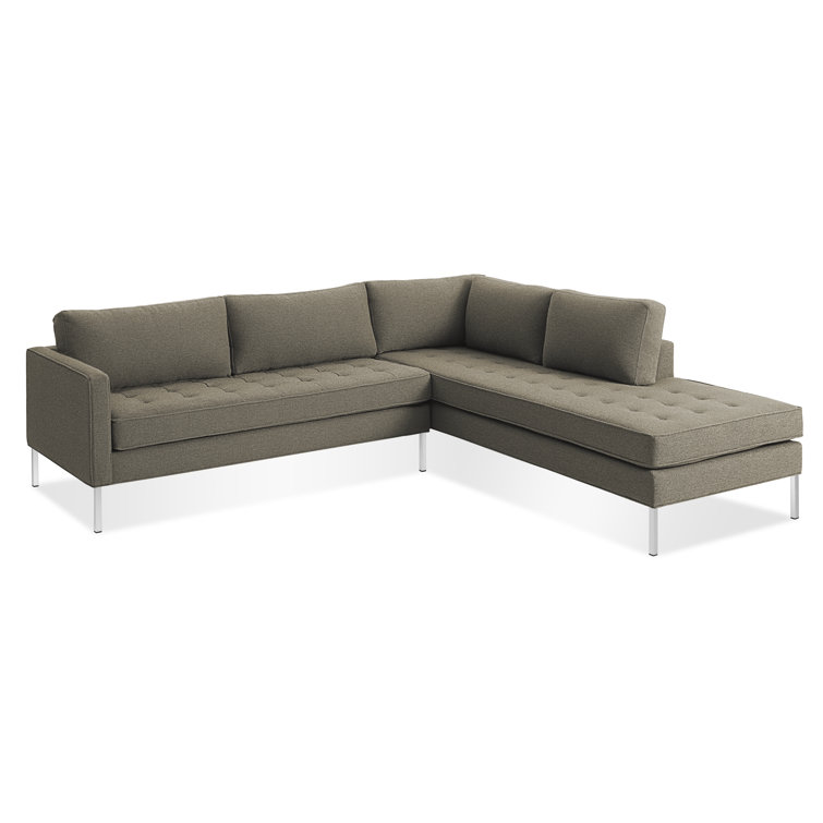 Sanford Ceramic Gray Fabric Right Sectional Sofa with Stainless Steel Legs