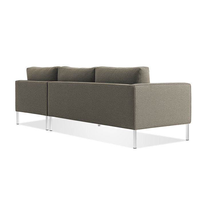 Sanford Ceramic Gray Fabric Right Sectional Sofa with Stainless Steel Legs