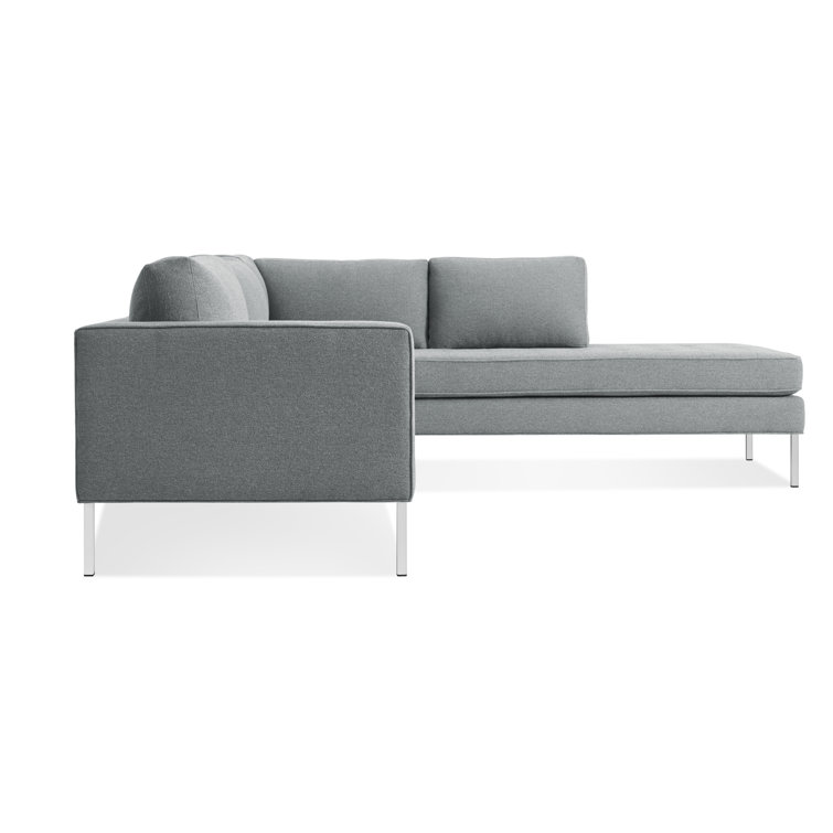 Sanford Ceramic Gray Fabric Right Sectional Sofa with Stainless Steel Legs