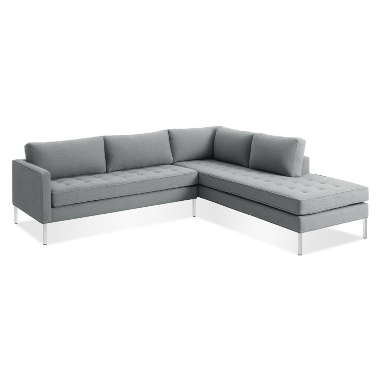 Sanford Ceramic Gray Fabric Right Sectional Sofa with Stainless Steel Legs