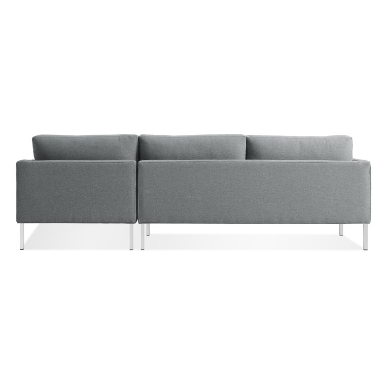 Sanford Ceramic Gray Fabric Right Sectional Sofa with Stainless Steel Legs