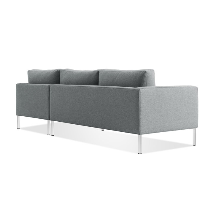 Sanford Ceramic Gray Fabric Right Sectional Sofa with Stainless Steel Legs