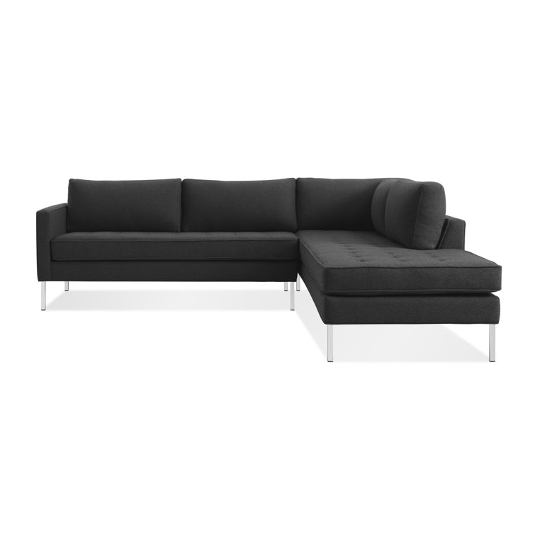 Sanford Ceramic Gray Fabric Right Sectional Sofa with Stainless Steel Legs