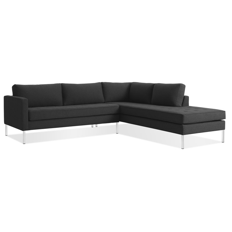 Sanford Ceramic Gray Fabric Right Sectional Sofa with Stainless Steel Legs