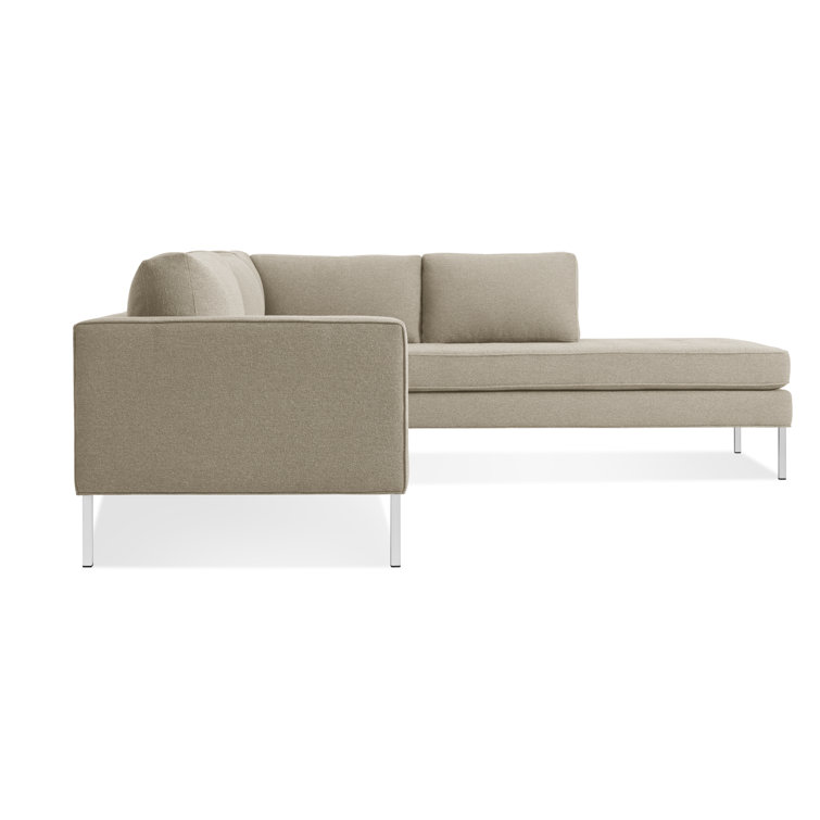 Sanford Ceramic Gray Fabric Right Sectional Sofa with Stainless Steel Legs