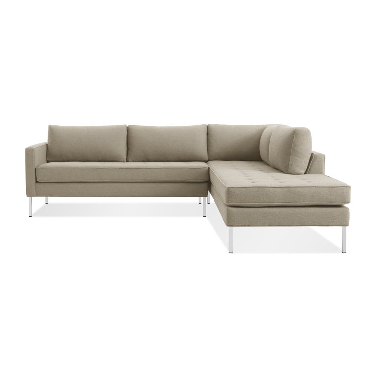 Sanford Ceramic Gray Fabric Right Sectional Sofa with Stainless Steel Legs
