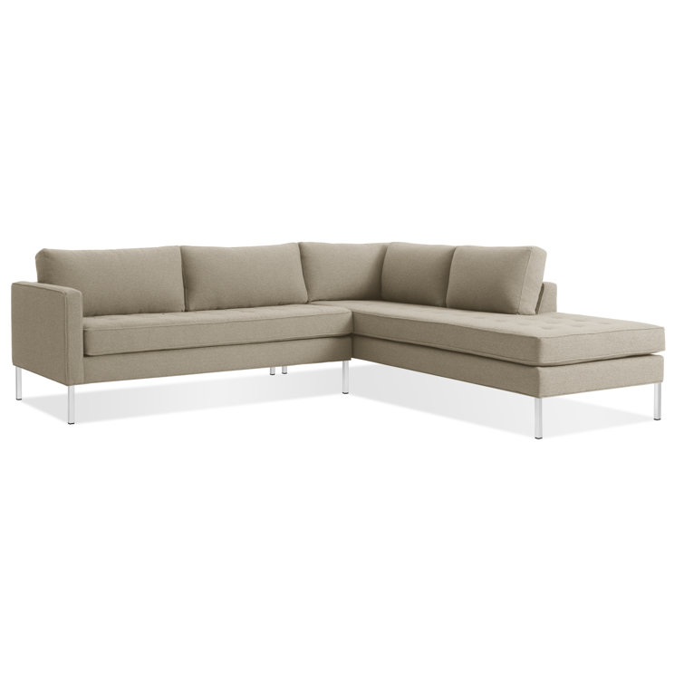 Sanford Ceramic Gray Fabric Right Sectional Sofa with Stainless Steel Legs