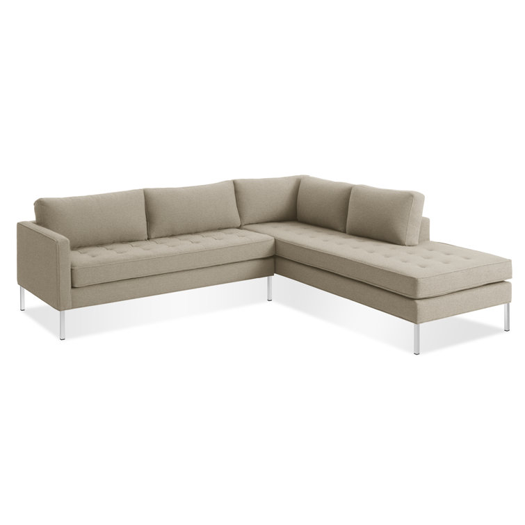Sanford Ceramic Gray Fabric Right Sectional Sofa with Stainless Steel Legs