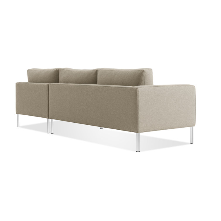 Sanford Ceramic Gray Fabric Right Sectional Sofa with Stainless Steel Legs