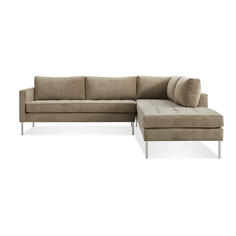 Sanford Ceramic Gray Fabric Right Sectional Sofa with Stainless Steel Legs